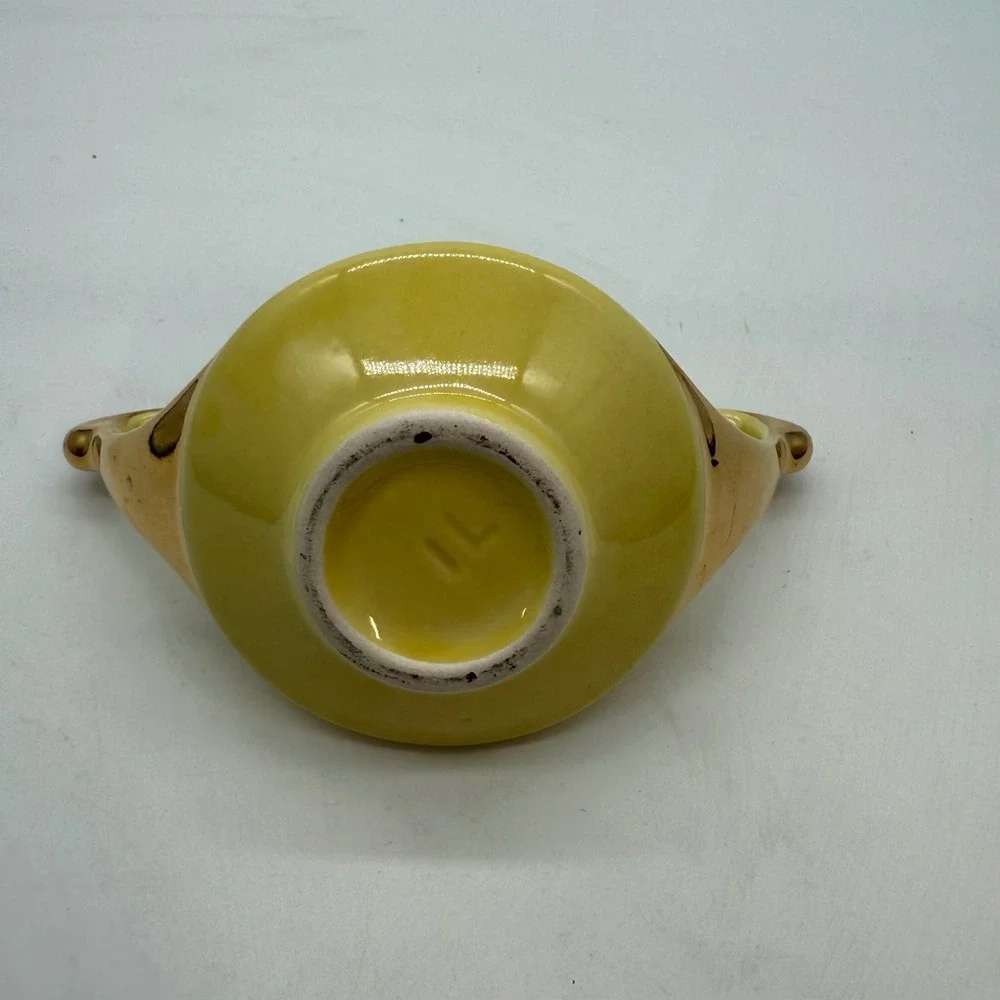 Vintage Yellow Creamer‎ Pitcher Set Gold Trim Decorative Porcelain